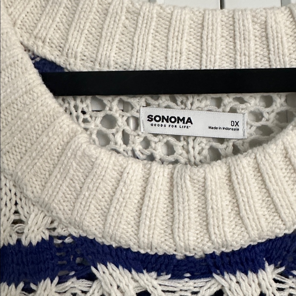 NWOT Sonoma Navy and White Striped Sweater Size 0X - Picture 4 of 5